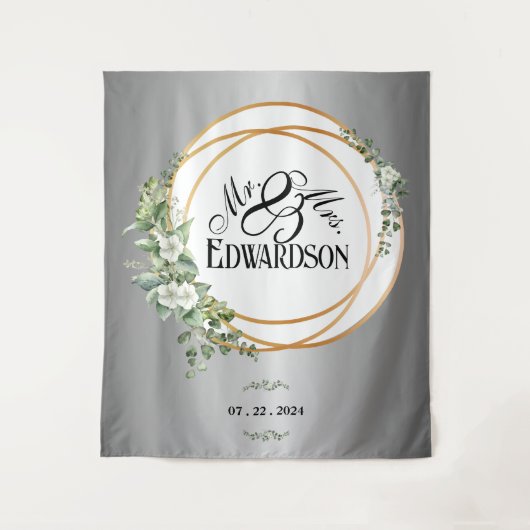 Verzauberte Eleganz, Silber und Gold Wandteppich (Vorderseite)