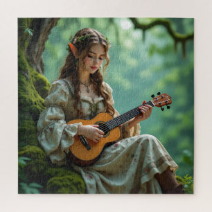 Verzauberte Elfenfee, die Ukulele spielt Puzzle