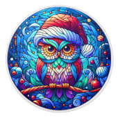 Verzauberte Eule auf Baumzweig gehaust Keramikknauf (Vorderseite)