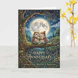 Verzauberte Eulen-Hochzeitstagskarte zum Vollmond Karte