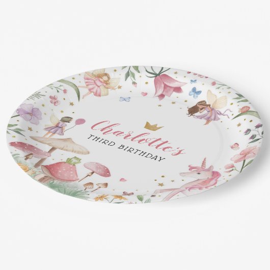 Verzauberte Fairy Garden Party Paper Teller (Schrägansicht)