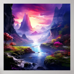 Verzauberte Fantasie Farbige Magische Whimsische L Poster