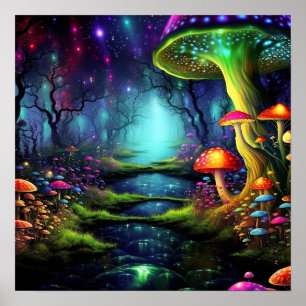 Verzauberte Fantasie Farbige Magische Whimsische L Poster
