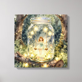 Verzauberte Fee in einem Glas in einem magischen W Leinwanddruck