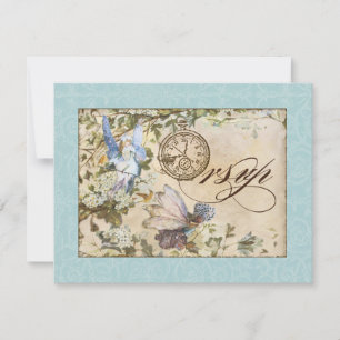 Verzauberte Feen Blumen Vintage Hochzeiten RSVP Karte