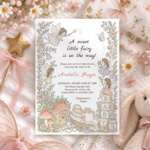 Verzauberte Feengarten Mädchen Baby Shower Einladu