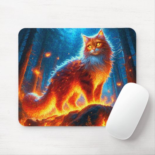 Verzauberte Feuerfeline Mousepad (Mit Mouse)