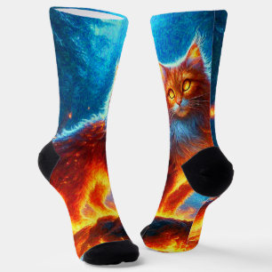 Verzauberte Feuerfeline Socken