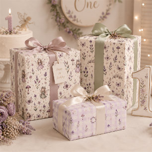 Verzauberte Fliederfee-Blumenwiese-Schmetterlinge  Geschenkpapier Set