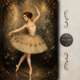 Verzauberte Florale Ballerina-Decoupage Seidenpapier