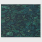 Verzauberte Foliage: Grüne Blätter auf dunkelblau Geschenkpapier (Flach)