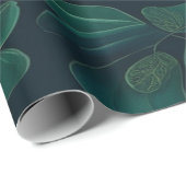 Verzauberte Foliage: Grüne Blätter auf dunkelblau Geschenkpapier (Rolleneckpunkt)