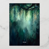 Verzauberte Forest Emerald Foto Engagement Party Folieneinladung (Rückseite)