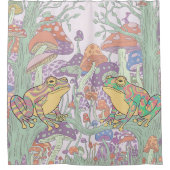 Verzauberte Frösche in Pilzfeldern Duschvorhang (Vorderseite)
