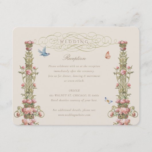 Verzauberte Garden Wedding Empfang Card Begleitkarte (Vorderseite)