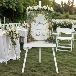 Verzauberte Garten-Lichterkette Hochzeitsbegrüßung Poster