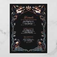 Verzauberte Gothic-Raben-Hochzeits-Detailkarte