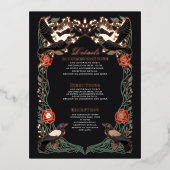 Verzauberte Gothic-Raben-Rosen-Hochzeits-Detailkar Folien Feiertagspostkarte (Vorderseite)