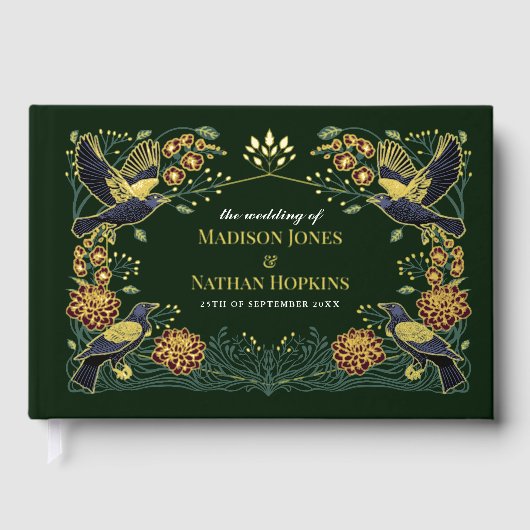 Verzauberte Gothic Raven Dahlia Snapdragon Wedding Gästebuch (Vorderseite)