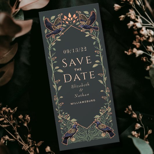 Verzauberte Gothic Raven Wedding Save the Date Einladung