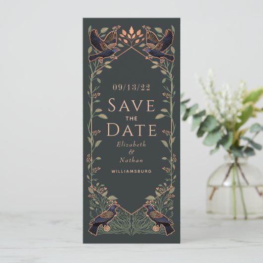 Verzauberte Gothic Raven Wedding Save the Date Einladung (Stehend Vorderseite)