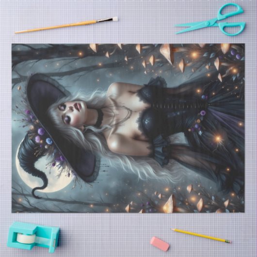 Verzauberte Gotische Hexe mit Silber Seidenpapier (Basteln)