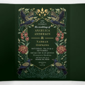 Verzauberte gotische Löwenmaul-Dahlie-Hochzeit Dreifach Gefaltete Einladung (Innenseite Mitte)