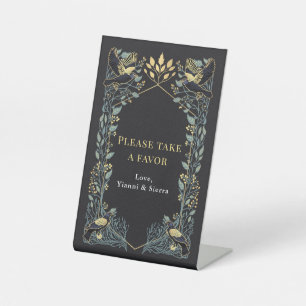 Verzauberte gotische Raben-Blumen-Hochzeitsgunst Sockelschild