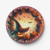 Verzauberte Halloween-Nachtpapiere-Teller Pappteller (Vorderseite)