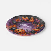 Verzauberte Halloween-Nachtpapiere-Teller Pappteller (Schrägansicht)