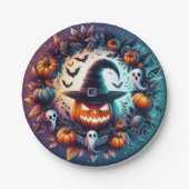 Verzauberte Halloween-Nachtpapiere-Teller Pappteller (Vorderseite)
