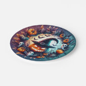Verzauberte Halloween-Nachtpapiere-Teller Pappteller (Schrägansicht)