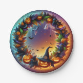 Verzauberte Halloween-Nachtpapiere-Teller Pappteller (Vorderseite)