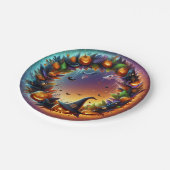 Verzauberte Halloween-Nachtpapiere-Teller Pappteller (Schrägansicht)