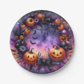 Verzauberte Halloween-Nachtpapiere-Teller Pappteller (Vorderseite)