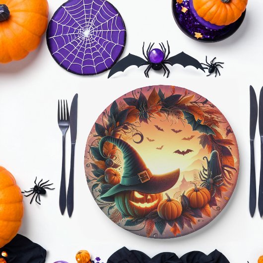 Verzauberte Halloween-Nachtpapiere-Teller Pappteller