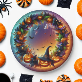 Verzauberte Halloween-Nachtpapiere-Teller Pappteller