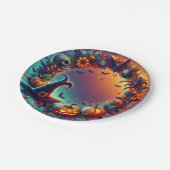 Verzauberte Halloween-Nachtpapiere-Teller Pappteller (Schrägansicht)