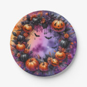 Verzauberte Halloween-Nachtpapiere-Teller Pappteller (Vorderseite)
