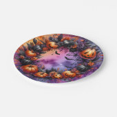 Verzauberte Halloween-Nachtpapiere-Teller Pappteller (Schrägansicht)
