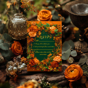 Verzauberte Herbst-Blumen-RSVP-Hochzeitskarte RSVP Karte
