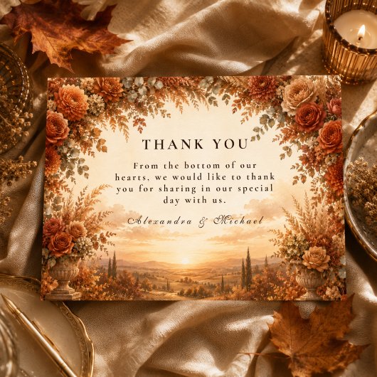 Verzauberte Herbstbogenhochzeit Dankeskarte