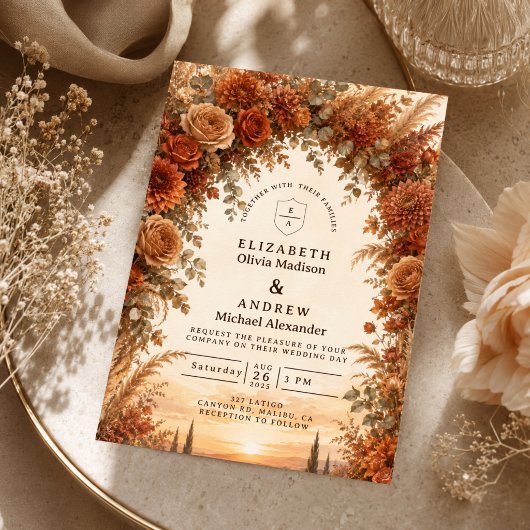 Verzauberte Herbstbogenhochzeit Einladung