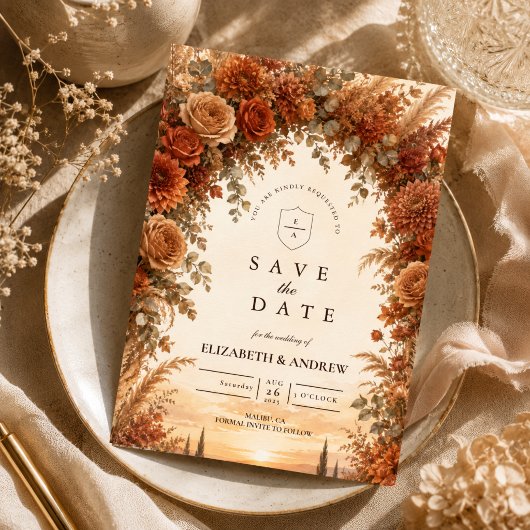 Verzauberte Herbstbogenhochzeit Save The Date