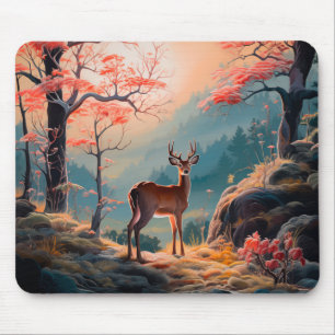 Verzauberte Herbsthirschwald-Szene Gestaltung Mousepad