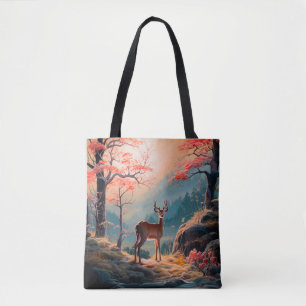 Verzauberte Herbsthirschwald-Szene Gestaltung Tasche