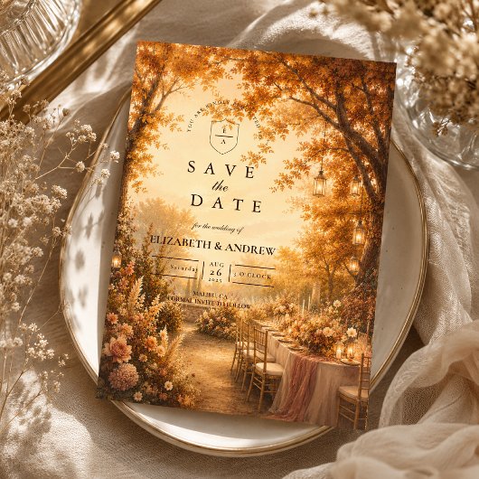 Verzauberte herbstliche Gartenhochzeit Save The Date