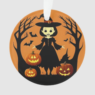 🧙‍♀️🎃 Verzauberte Hexe & Kürbis Gruselige Nacht  Ornament