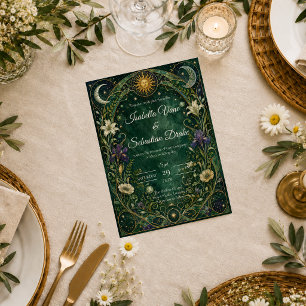 Verzauberte himmlische Art Nouveau-Hochzeit Einladung