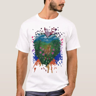 Verzauberte Hirsche inmitten der Natur - handgefer T-Shirt